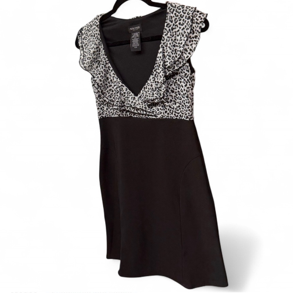 Alyn Paige NY Leopard Print Ruffle V-Neck Fit & Flare Mini Dress Size 5/6 - Picture 3 of 7
